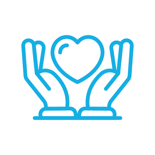 Caring hands holding a heart icon